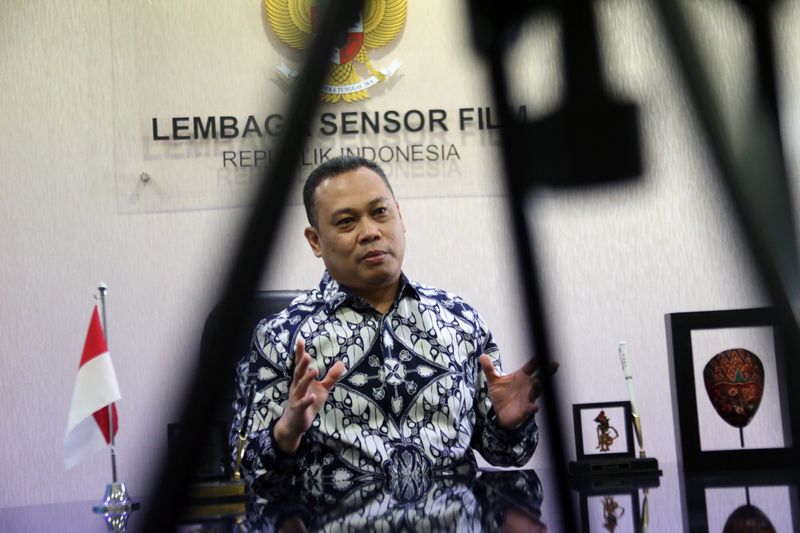 Ketua Lembaga Sensor Film (LSF) Rommy Fibri Hardiyanto di Kantor LSF Jakarta, Rabu (31/1/2024). IVOOX/Budi Yanto